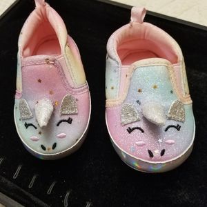 LAURA ASHLEY pink unicorn glitter baby shoes size 3 NWOT